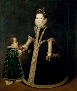 Ragazza con un nano, ritenuto un ritratto di Margherita di Savoia, figlia del duca e della duchessa di Savoia, c.1595